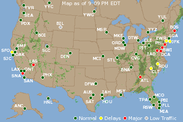 National Airport Delays Map