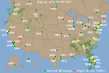 National Airport Delays Map