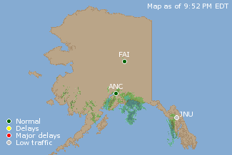 Alaska U.S. Airport Delays Map