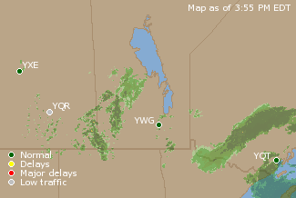 Central Canada Airport Delays Map