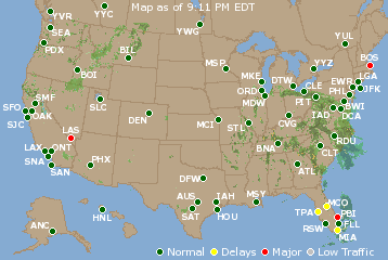 National Airport Delays Map