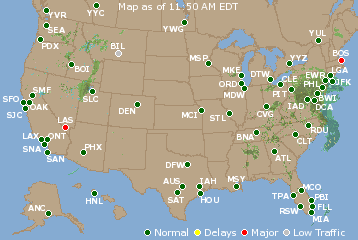 National Airport Delays Map