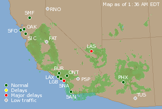 Southwest U.S. Airport Delays Map