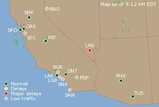 Southwest U.S. Airport Delays Map
