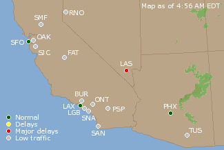 Southwest U.S. Airport Delays Map