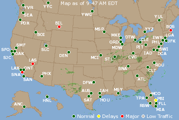 National Airport Delays Map