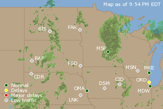 Northern U.S. Airport Delays Map