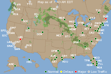 National Airport Delays Map
