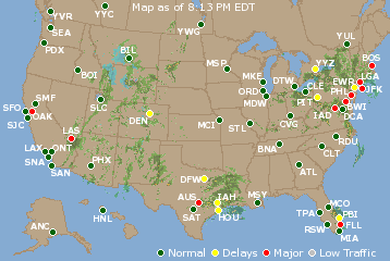 National Airport Delays Map