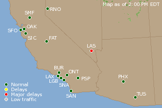 Southwest U.S. Airport Delays Map
