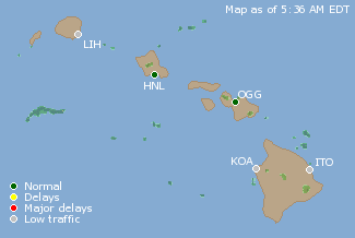 Hawaii U.S. Airport Delays Map