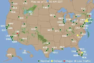 National Airport Delays Map